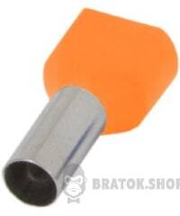 Ізольований наконечник e.terminal.stand.te.2.0.75.orange (TE7508 orange) 2x0,75 кв.мм, помаранчевий, 100шт