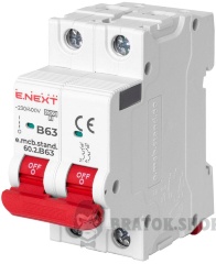 Модульний автоматичний вимикач e.mcb.stand.60.2.B63, 2р, 63А, B, 6кА
