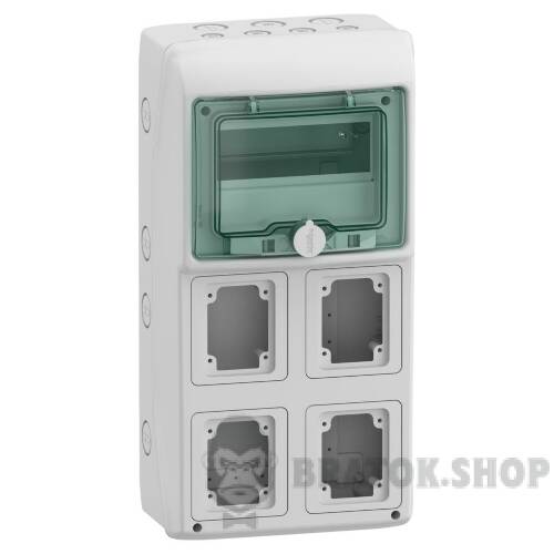 Щит для розетки, Mureva, 1х8 модулей, 4 отверстия 90х100мм, (Ш)236мм х(В)460мм, без клеммного блока 13179 в Киеве