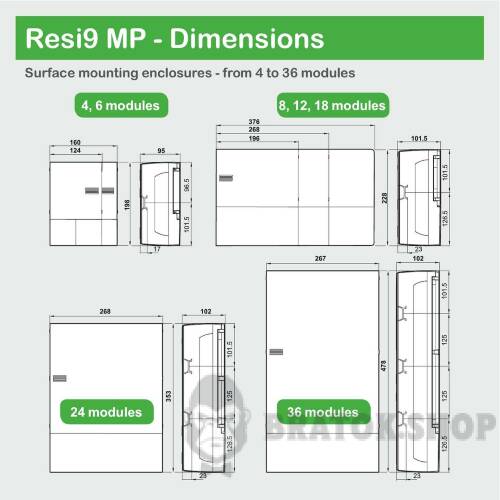 ЩИТ НАВІСНИЙ Resi9 MP  БІЛІ ДВЕРІ 2 КЛЕМНІ БЛОКИ 1 РЯД 18 МОДУЛІВ MIP12118 в Киеве