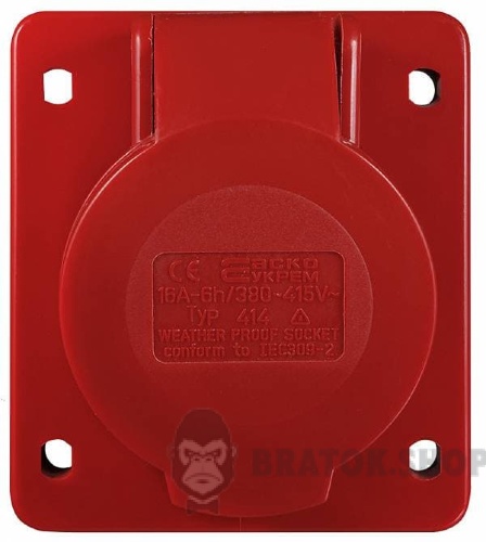 Розетка-гнездо силовая врезная ГВ 16А/4 400V 3Р+РЭ (414) АСКО-Укрем A0080030002 красный