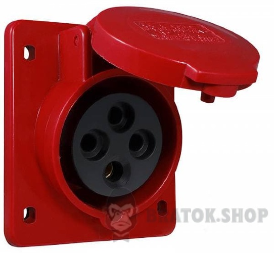 Розетка-гнездо силовая врезная ГВ 16А/4 400V 3Р+РЭ (414) АСКО-Укрем A0080030002 красный