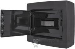 Корпус пластиковый на 12 модулей e.plbox.pro.n.12b.black навесной, черный с непрозрачной дверцей IP40