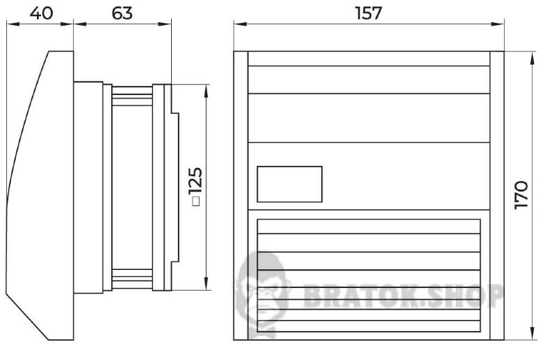 Решетка с фильтром e.climat.fanfilter.pro.125 и вентилятором 125х125мм, IP55 s0103022 в Киеве