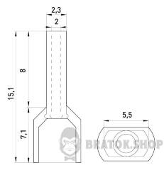 Ізольований наконечник e.terminal.stand.te.2.1.white (TE1008 white) 2x1 кв.мм, білий, 100шт