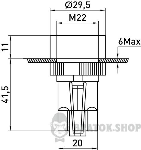 Кнопка пластикова з фіксацією e.mb.eh135 зелена 1NO+1NC
