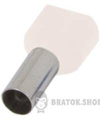 Ізольований наконечник e.terminal.stand.te.2.0.5.white (TE0508 white) 2x0,5 кв.мм, білий, 100шт