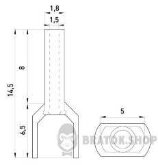 Ізольований наконечник e.terminal.stand.te.2.0.5.white (TE0508 white) 2x0,5 кв.мм, білий, 100шт