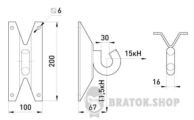 Настінний гак e.wall.hook.pro.16.18, 16х18мм p038001 у Києві