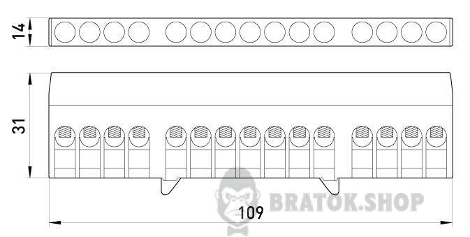 Шина нульова e.bsi.pro.1.15 на DIN-рейку в ізольованому корпусі зелена p0650016 у Києві