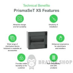 Розподільчий щит навісний, 1 ряд, 13 модулів, димчасті двері, PrismaSeT XS