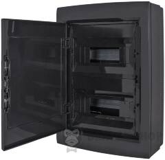 Корпус пластиковый на 24 модулей e.plbox.pro.n.24b.black навесной, черный с непрозрачной дверцей IP40