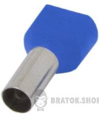 Ізольований наконечник e.terminal.stand.te.2.0.75.blue (TE7510 blue) 2x0,75 кв.мм, блакитний, 100шт