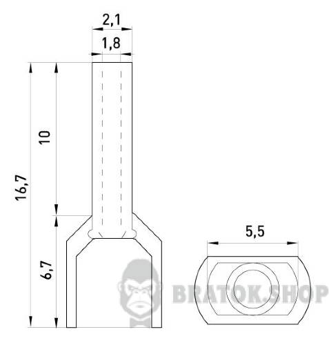 Ізольований наконечник e.terminal.stand.te.2.0.75.blue (TE7510 blue) 2x0,75  кв.мм, блакитний, 100шт в Сумах