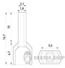 Ізольований наконечник e.terminal.stand.te.2.0.75.blue (TE7510 blue) 2x0,75 кв.мм, блакитний, 100шт