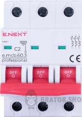 Модульний автоматичний вимикач e.mcb.pro.60.3.C 2 new, 3р, 2А, C, 6кА new