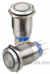 TYJ 19-272 Кнопка металева пласка з підсвічуванням, 2NO+2NC, червона 12V.