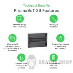 Розподільчий щит навісний, 1 ряд, 18 модулів, димчасті двері, PrismaSeT XS