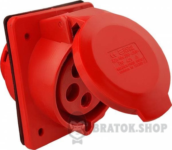 Розетка-гнездо силовая врезная ГВ 32А/5 400V 3Р+N+РЕ (425) АСКО-Укрем A0080030006 красный