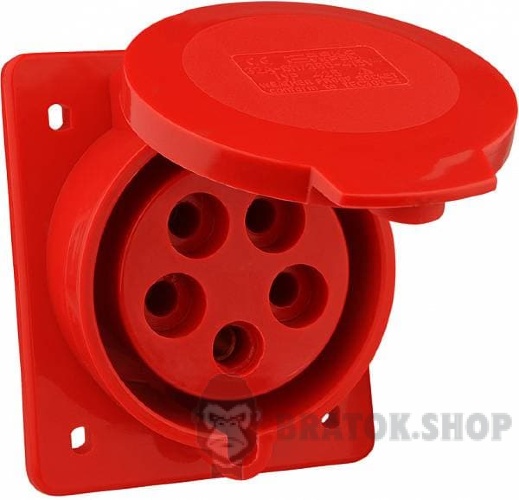 Розетка-гнездо силовая врезная ГВ 32А/5 400V 3Р+N+РЕ (425) АСКО-Укрем A0080030006 красный