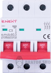 Модульний автоматичний вимикач e.mcb.pro.60.3.C 3 new, 3р, 3А, C, 6кА new