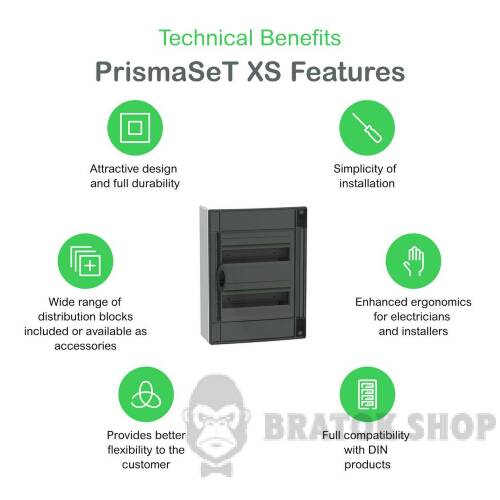 Распределительный щит навесной, 2 ряда, 13 модулей, дымчатая дверь, PrismaSeT XS LVSXR213 в Сумах