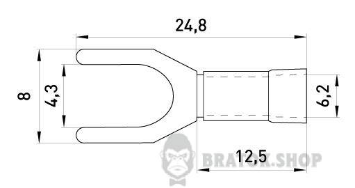 Ізольований наконечник вилковий e.terminal.stand.sv.3,5.4.yellow 2.5-4 кв.мм, жовтий, 100шт