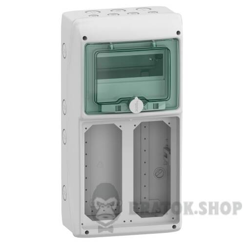 Щит для розетки с блокировкой, Mureva, 1х8 модулей, 2 отверстия 103х225мм, (Ш)236мм х(В)460мм, без клеммного блока 13186 в Киеве