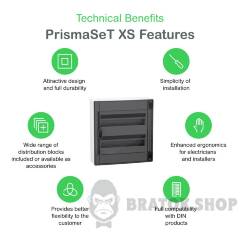 Розподільчий щит навісний, 2 ряди, 18 модулів, димчасті двері, PrismaSeT XS