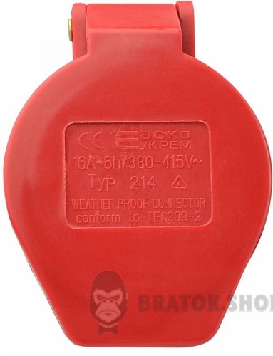 Розетка-гнездо силовая переносная ГП 16A/4 400V 3P+PE (214) АСКО-Укрем A0080020002 красный