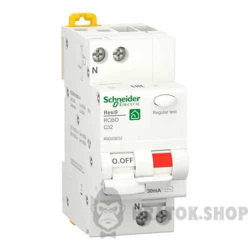 Дифференциальный автоматический выключатель 1P+N 32А 30 мА 6кА Тип AC Schneider Electric Resi9 R9D25632