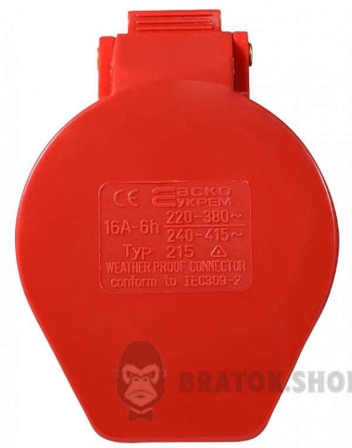 Розетка-гнездо силовая переносная ГП 16A/5 400V 3P+N+PE (215) АСКО-Укрем A0080020003 красный
