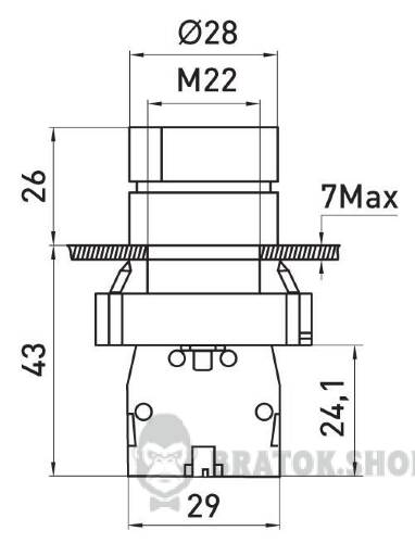 Перемикач e.mb.bd33 на 3 фіксованих положення "1-0-2" стандартна рукоятка, 2NO