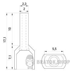 Ізольований наконечник e.terminal.stand.te.2.1.red (TE1010 red) 2x1 кв.мм, червоний, 100шт