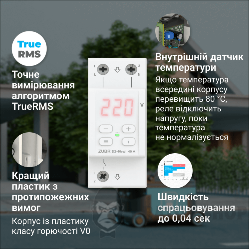 Реле напруги ZUBR D2 50 red
