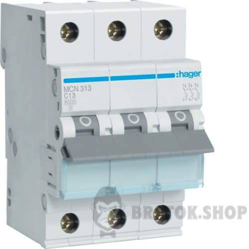Автоматический выключатель 3P 13A C 6kA Hager MCN313