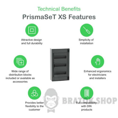 Розподільчий щит навісний, 3 ряди, 13 модулів, димчасті двері, PrismaSeT XS LVSXR313 у Сумах
