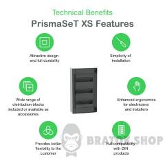 Розподільчий щит навісний, 3 ряди, 13 модулів, димчасті двері, PrismaSeT XS