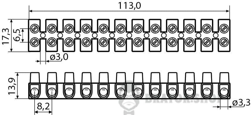 Клема з'єднувальна прохідна 6A 6 мм АСКО-Укрем тип W (U) A0130040002 білий