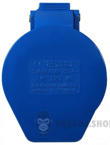 Розетка-гніздо силова переносна ГП 32A/3 220V 2P+PE (223) АСКО-Укрем A0080020004 синій