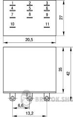 Реле промежуточное e.control.p535 5А, 3 группы контактов, катушка 110В АC