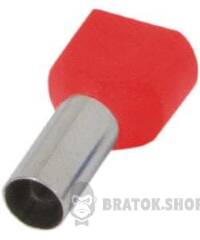 Ізольований наконечник e.terminal.stand.te.2.2.5.red (TE2510 red) 2x2,5 кв.мм, червоний, 100шт