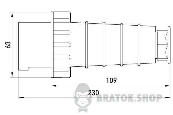 Силова вилка переносна e.plug.pro.4.63, 4п., 380В, IP 67, 63А (034) p011006 у Києві