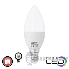 Лампа светодиодная LED E14 C37 8W 3000K Horoz Electric ULTRA (001-003-0008-020)