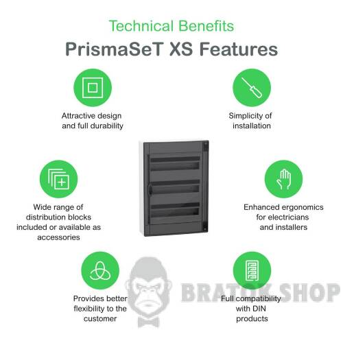 Розподільчий щит навісний, 3 ряди, 18 модулів, димчасті двері, PrismaSeT XS LVSXR318 у Сумах