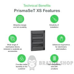 Розподільчий щит навісний, 3 ряди, 18 модулів, димчасті двері, PrismaSeT XS