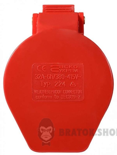 Розетка-гнездо силовая переносная ГП 32A/4 400V 3P+PE (224) АСКО-Укрем A0080020005 красный