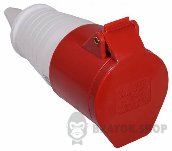 Розетка-гнездо силовая переносная ГП 32A/4 400V 3P+PE (224) АСКО-Укрем A0080020005 красный