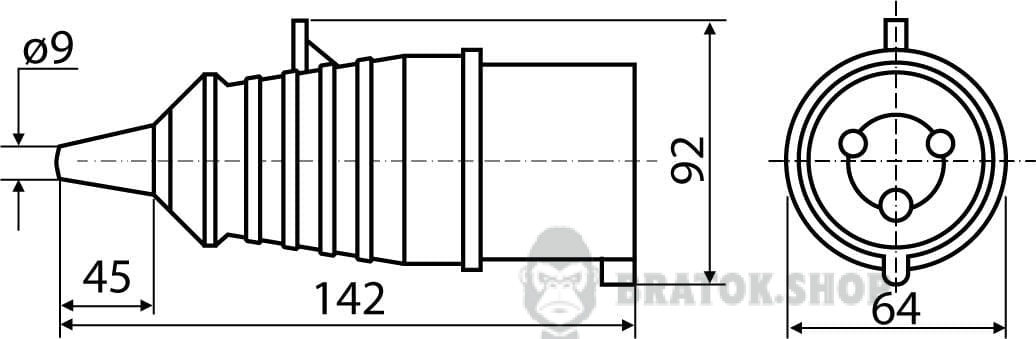 Розетка-гнездо силовая переносная ГП 32A/4 400V 3P+PE (224) АСКО-Укрем A0080020005 красный
