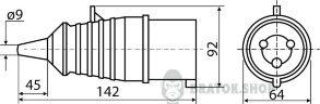 Розетка-гнездо силовая переносная ГП 32A/4 400V 3P+PE (224) АСКО-Укрем A0080020005 красный